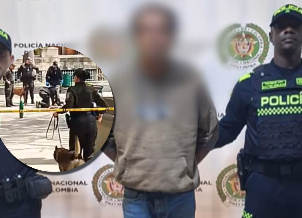 Un ciudadano venezolano fue capturado en la Plaza Botero con material explosivo. Foto: cortesía Policía nacional.
