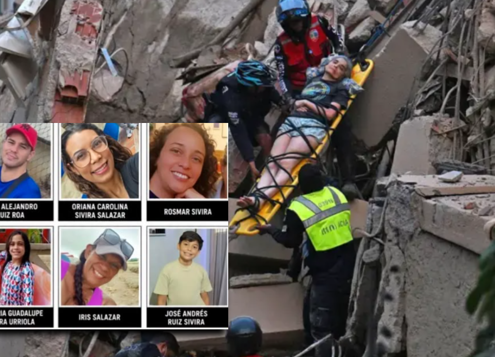 En Sabaneta, piden ayuda en la búsqueda y rescate de una familia que estaría desaparecida en Venezuela después del terremoto. Fotos: AFP y cortesía.