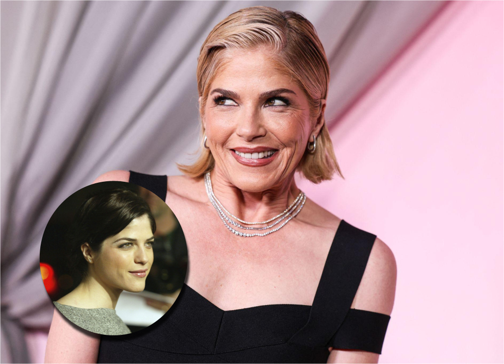 Adelante, cómo se veía Selma Blair cuando actuó en Legalmente Rubia. Atrás, foto reciente de la actriz. Fotos: AFP.