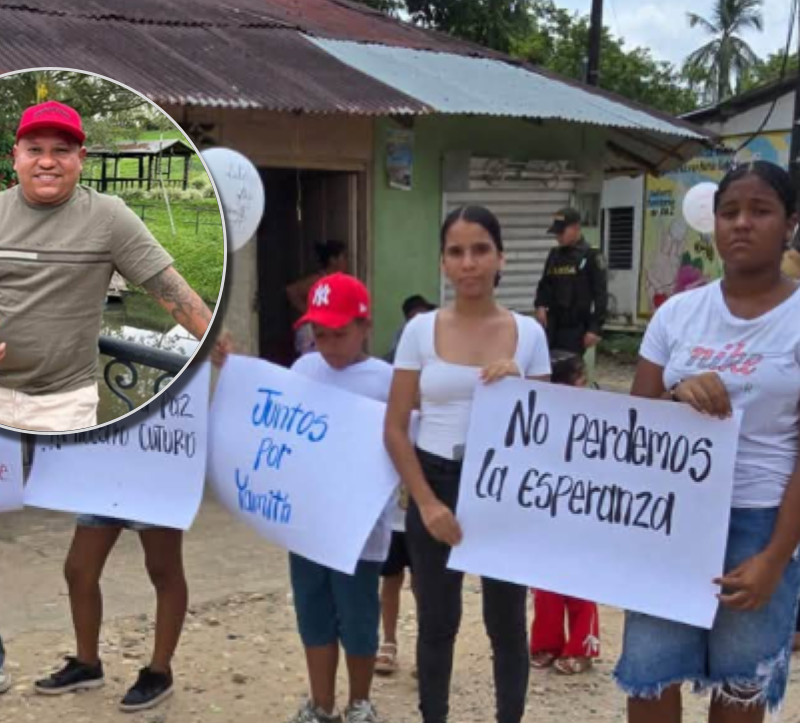 El minero Yamit Beltran fue secuestrado la semana pasada. Los habitantes de su comunidad se movilizaron por su regreso. Fotos: cortesía.