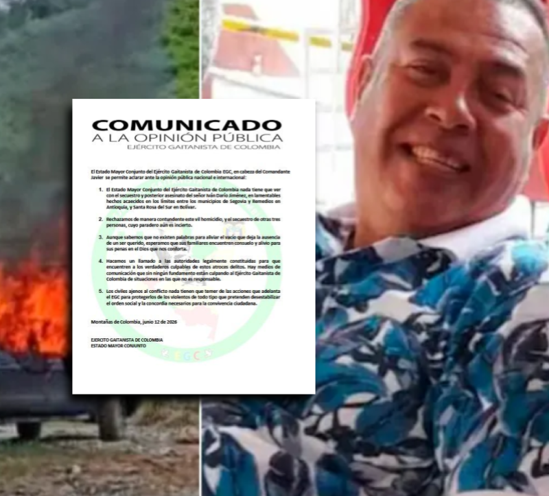 El conductor de la camioneta retenida y quemada en el Nordeste antioqueño, Iván Darío Jiménez, fue hallado sin vida. Fotos: cortesía.