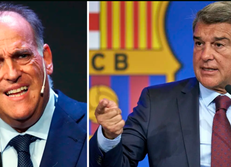 El Barcelona argumenta que Javier Tebas (izquierda en la foto), además de presentar supuestas pruebas falsas, se atribuyó funciones que no le corresponden FOTOS GETTY 