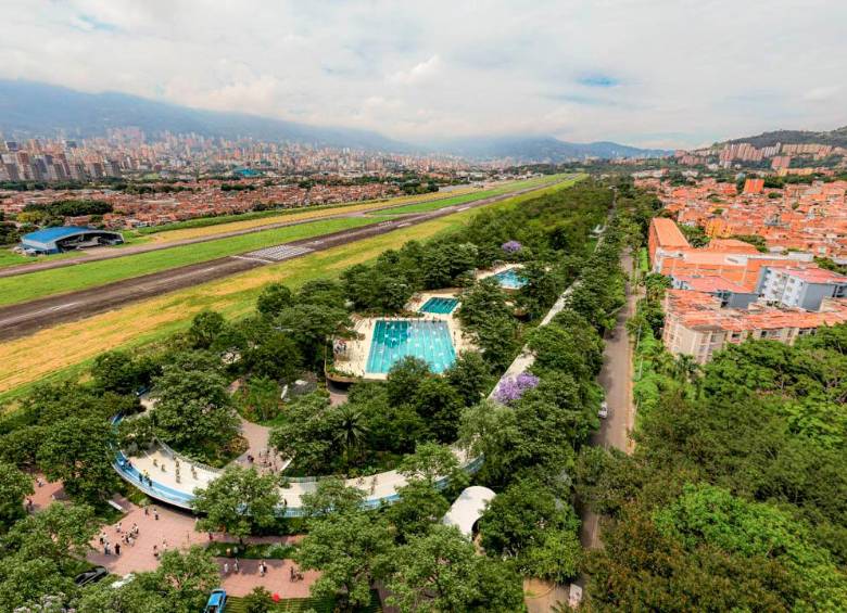 Aspecto del Gran Parque Medellín, que se construye en los alrededores del aeropuerto Olaya Herrera. FOTO: Cortesía Alcaldía