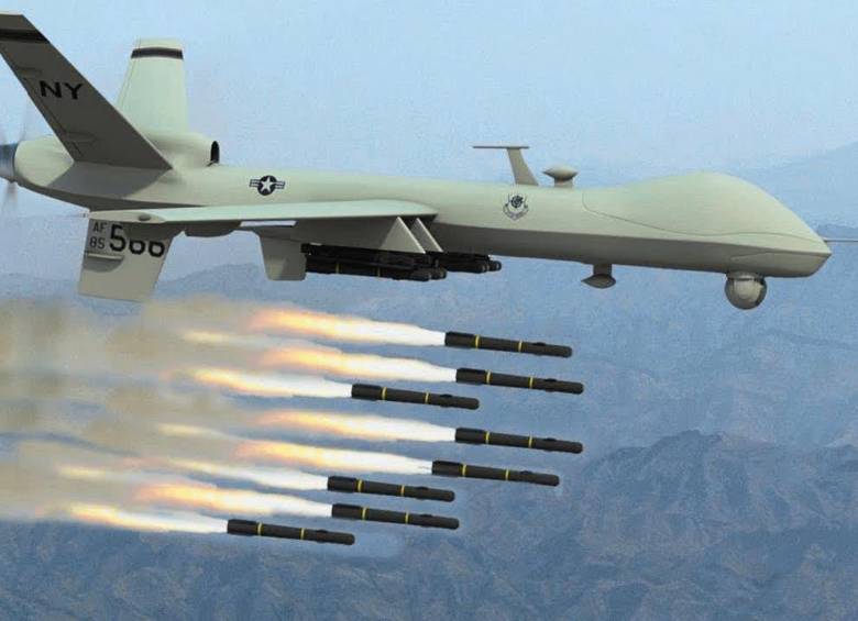 Los drones MQ-9A Reaper cuentan con sistemas de vigilancia y sensores que les permiten permanecer durante largos periodos en el aire. FOTO: @santiuribedel10. 
