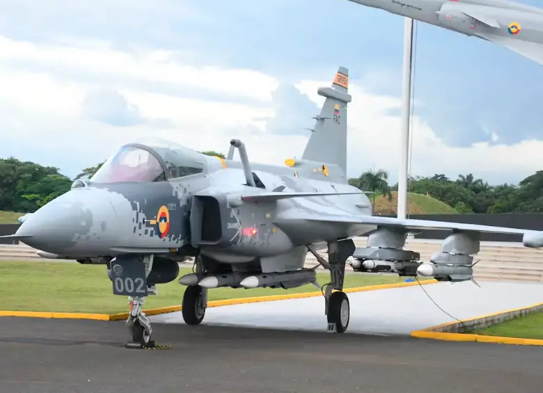 Los aviones Gripen hacen parte de un contrato con la empresa sueca Saab para la adquisición de 17 aeronaves destinadas a la Fuerza Aeroespacial Colombiana. FOTO: COLPRENSA