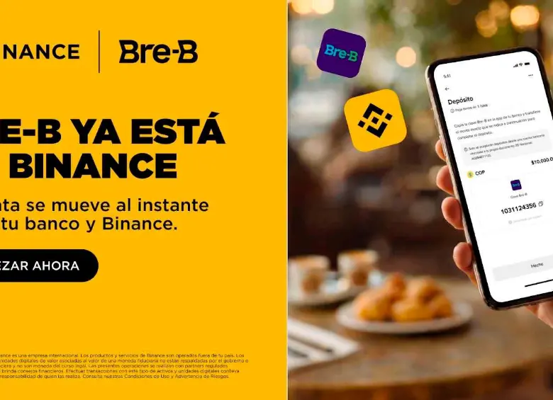 La integración de Bre-B permite a los usuarios de Binance enviar y recibir pesos colombianos en tiempo real, las 24 horas del día. FOTO: CORTESÍA