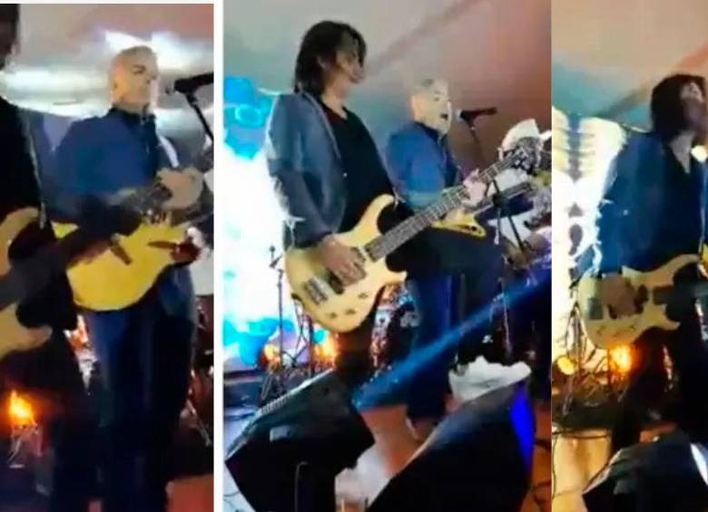 El expresidente tocó la guitarra durante una presentación de una banda de rock en Chía (Cundinamarca). FOTOS CAPTURA DE PANTALLA 