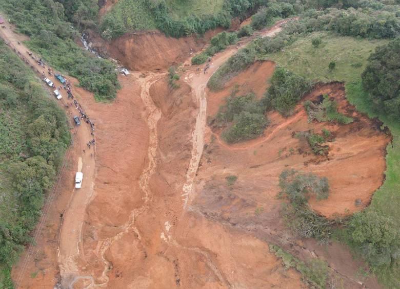 Así se vio el alud desde el aire. FOTO GOBERNACIÓN DE NARIÑO