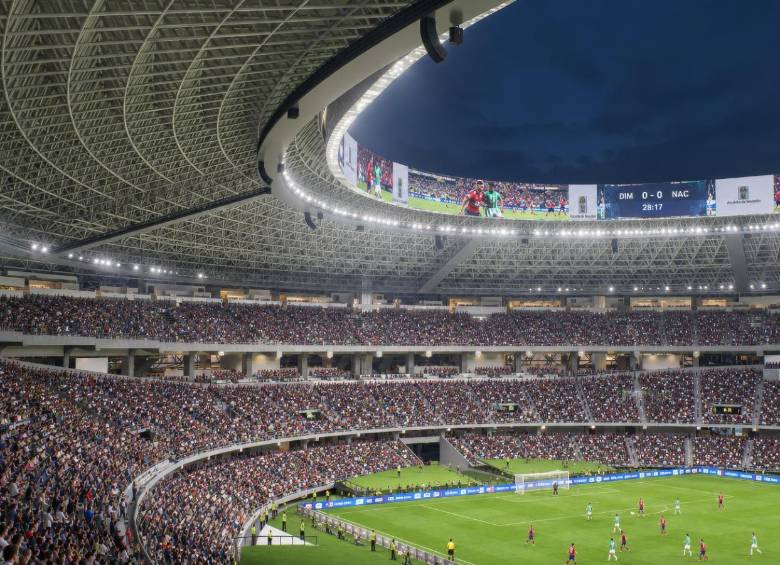 E nuevo estadio tendrá un techo que cubra las cuatro tribunas, con una pantalla 360° y una iluminación LED, sistema de videovigilancia integral en todo el espacio, entre otras tecnologías. Imagen: Cortesía