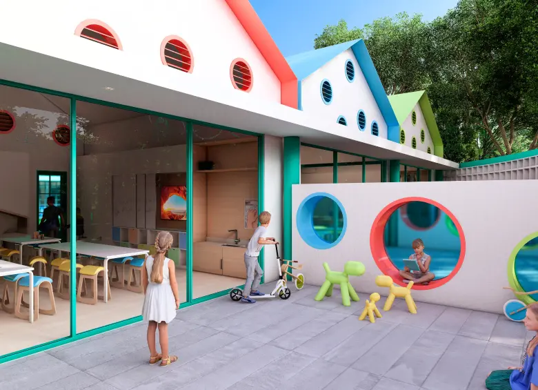 Colores vibrantes, espacios abiertos y funcionales definen la esencia de este gran entorno que los estudiantes estrenarán en 2026. Foto: Cortesía