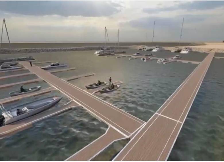 Así se vería una parte de la marina para Riohacha, según un render o modelo del proyecto. Foto: Cortesía.