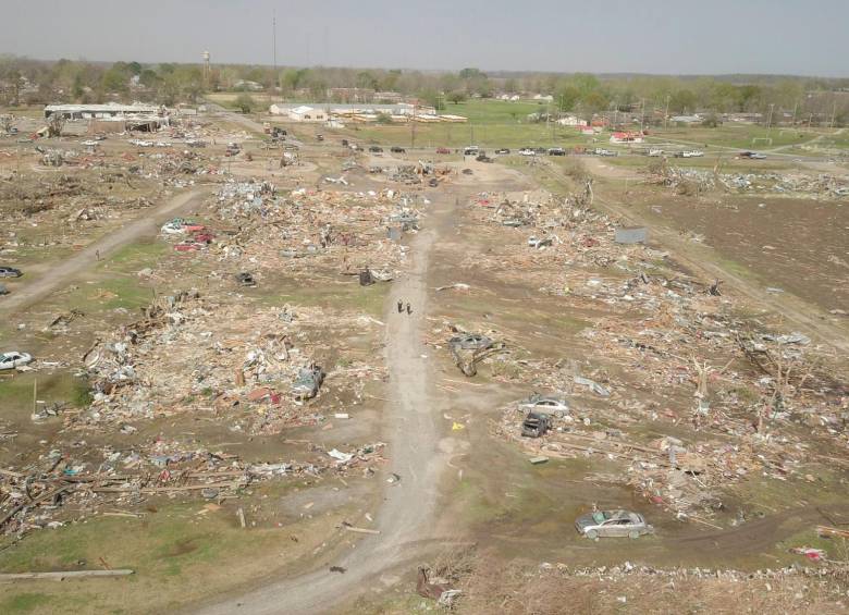 Esta foto con dron muestra la magnitud del desastre. Foto: Twitter