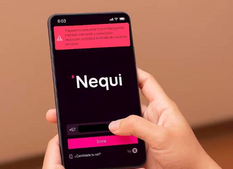 Usuarios reportan fallas en la aplicación de Nequi durante la mañana de este lunes 3 de febrero. FOTO: CORTESÍA