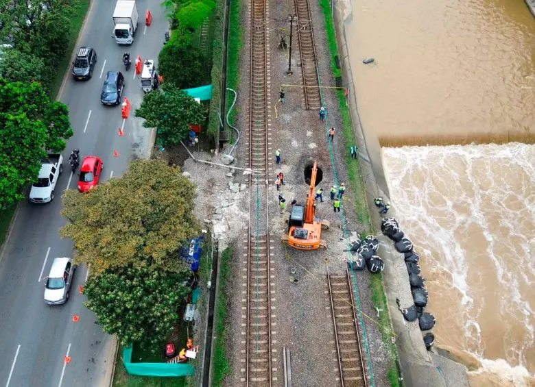 Aspecto de los trabajos que avanzan entre las estaciones Aguacatala y Poblado del metro de Medellín. FOTO: Camilo Suárez Echeverry