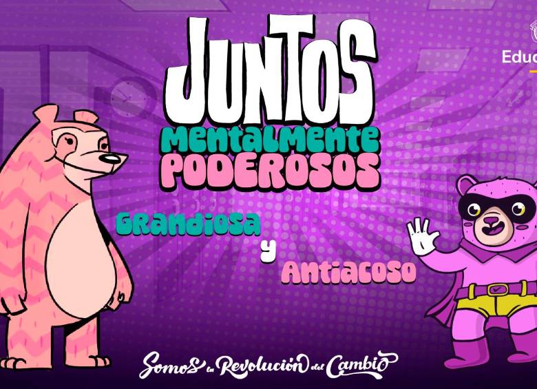 Imágenes de los personajes de la campaña “Juntos Mentalmente Poderosos” del Ministerio de Educación. FOTO CORTESÍA