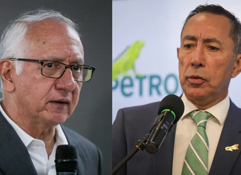 A la izquierda, el ministro de Saludo, Guillermo Jaramillo; a la derecha, el presidente de Ecopetrol, Ricardo Roa Barragán. FOTO: COLPRENSA