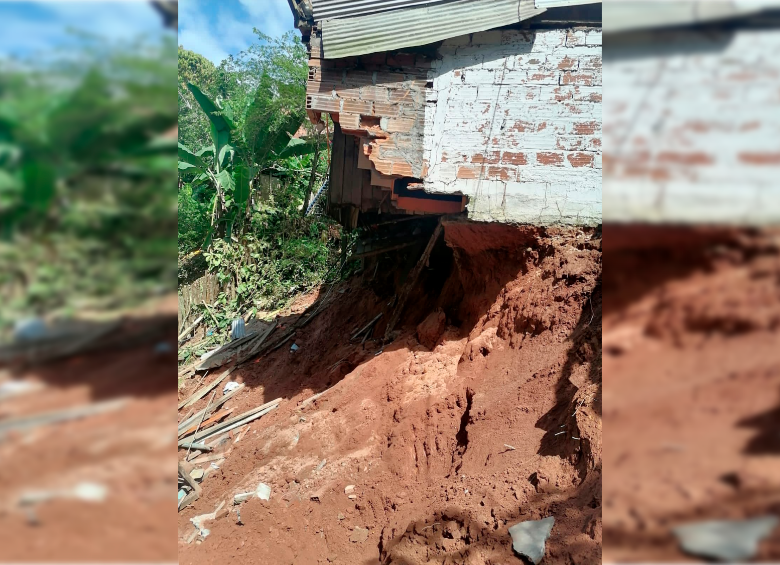 Ocho casas colapsadas en Puerto Triunfo por inundaciones. FOTO: Cortesía