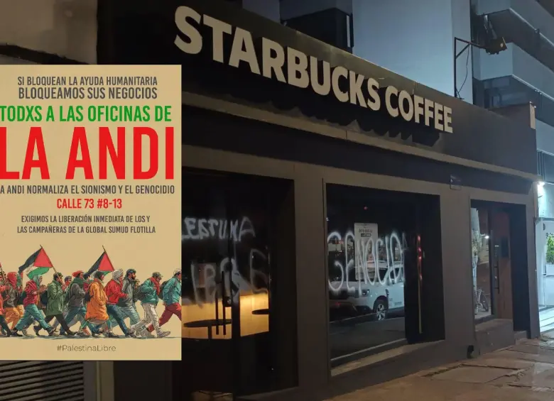 Esta franquicia de Starbucks en la calle 72 en Bogotá, cerca a la sede de la Andi, fue bandalizada el miércoles 1 de octubre en la noche. FOTOS: Cortesía La FM y redes sociales