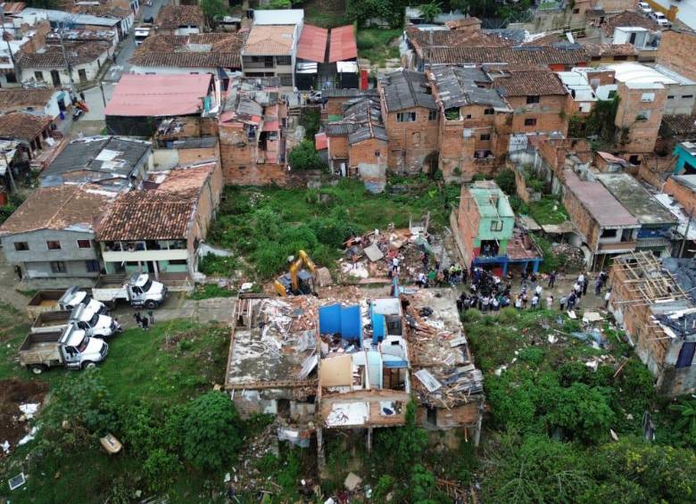 Vista aérea del sector que fue demolido en el área urbana de Amagá. FOTO: Manuel Saldarriaga