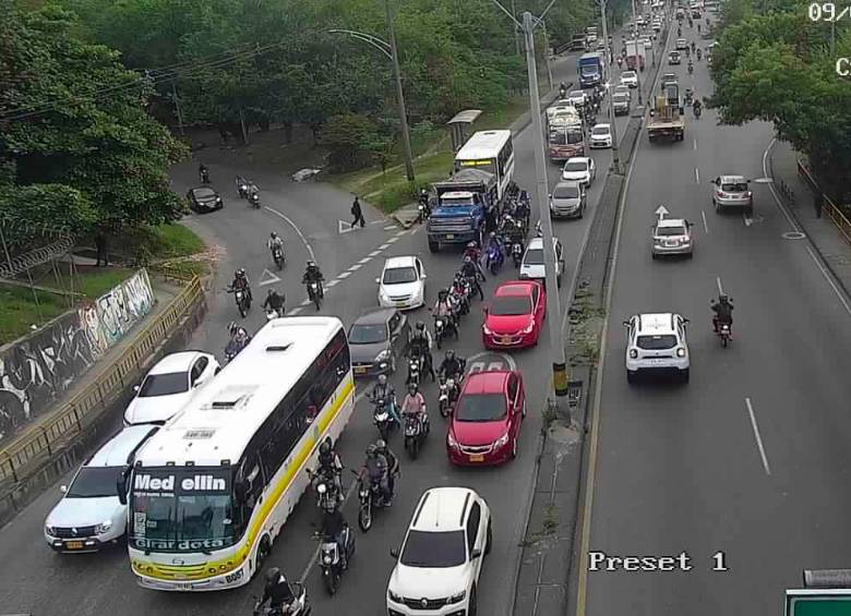Así lucía la movilidad este miércoles en la Autopista Norte a la altura de Solla. FOTO: CORTESÍA SECRETARÍA DE MOVILIDAD DE MEDELLÍN