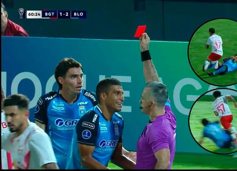 El momento de la expulsión de Diago Giménez tras las dos faltas en la misma jugada. FOTO IMÁGENES TOMADAS DE LA TRANSMISIÓN DE ESPN