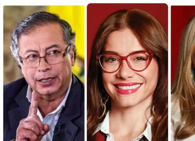 Gustavo Petro, presidente de Colombia; y las congresistas del partido Verde Caterine Juvinao y Katherine Miranda. FOTO: Colprensa, Congreso y Presidencia.