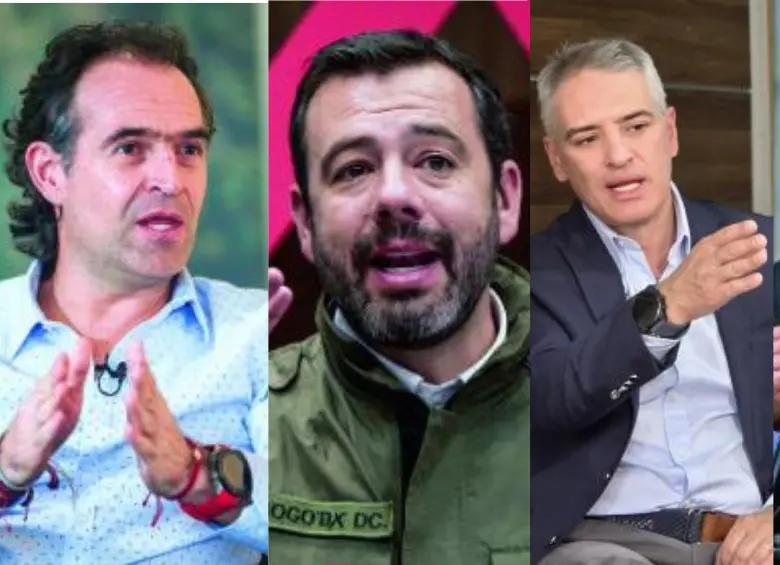 De izquierda a derecha: Federico Gutiérrez, alcalde de Medellín; Carlos Fernando Galán, alcalde de Bogotá; Andrés Julián Rendón, gobernador de Antioquia; y Alejandro Eder, alcalde de Cali. FOTOS Camilo Suárez y Colprensa