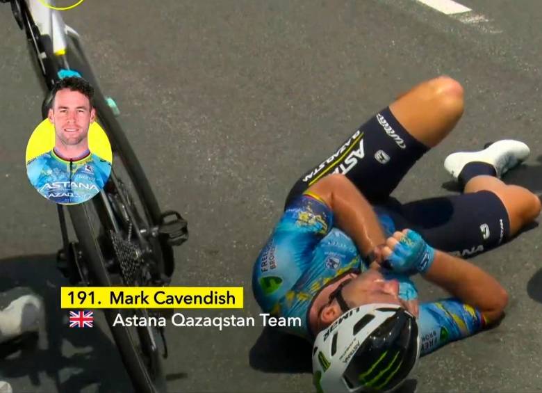 Mark Cavendish no podrá batir el récord de Eddy Merckx, ambos con 34 victorias en el Tour de Francia. FOTO CAPTURA DE PANTALLA ESPN