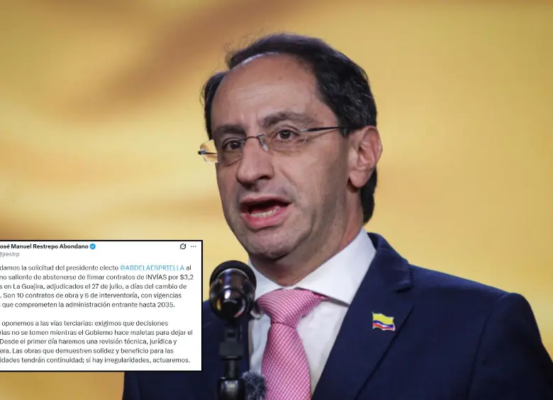 El encargado del proceso de empalme, José Manuel Restrepo, aseguró que no se trata de “oponerse a las vías terciarias”, sino de evitar que decisiones billonarias se tomen al final del mandato de este Gobierno. Foto: Colprensa/Redes sociales