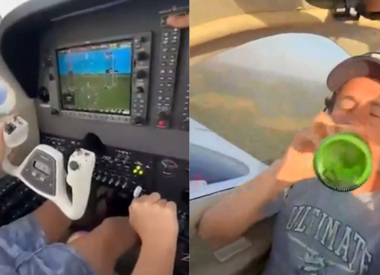 El vídeo donde el menor manejaba el avión mientras su padre tomaba cerveza. FOTO: REDES SOCIALES
