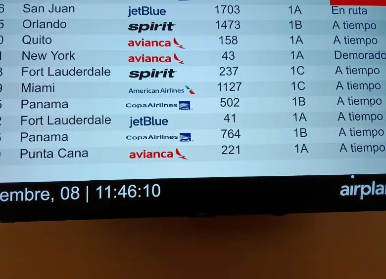 Estos fueron los 10 vuelos que llegaron al José María Córdova el sábado pasado, entre las 12:46 p.m. y las 3:20 p.m., cada uno con entre 200 y 280 pasajeros. FOTO CORTESÍA MIGRACIÓN