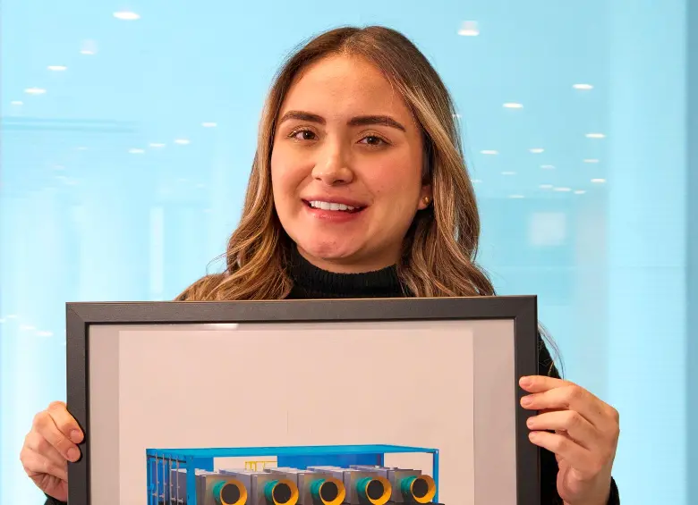 Mariana Pérez, ingeniera antioqueña de 27 años, fue reconocida por la Oficina Europea de Patentes. FOTO Cortesía 
