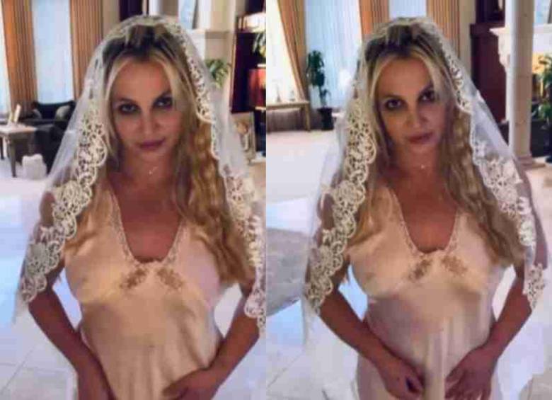 El video que compartió en sus redes sociales con el vestido blanco y un velo de novia. FOTO: Tomada de redes sociales