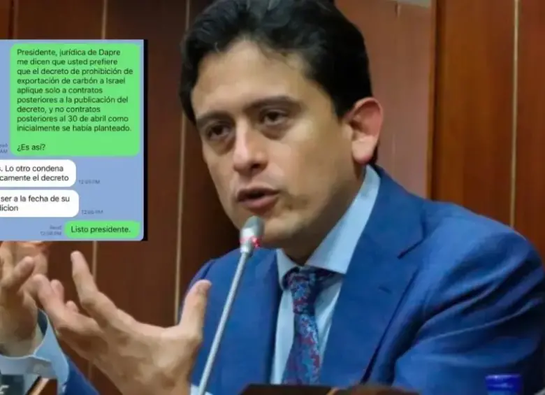 El exministro de Petro reveló en su cuenta de X un chat sobre las exportaciones de Carbón. FOTO: Tomada de de redes sociales.
