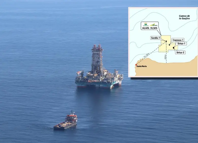 El pozo está ubicado a 42 kilómetros de la costa, en aguas de 1.285 metros de profundidad, y cerca de los descubrimientos de gas de Sirius-1, Sirius-2 y Copoazú-1, lo que refuerza el potencial gasífero de la zona. Foto: Cortesía Ecopetrol
