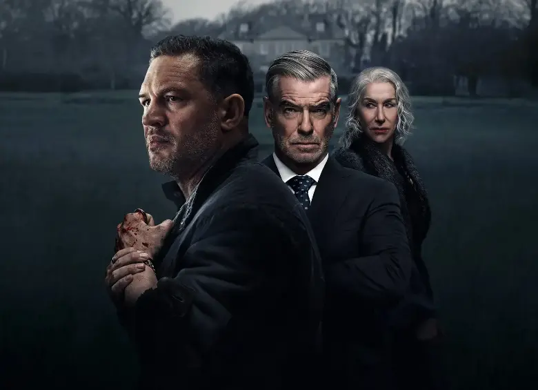 Los protagonistas de Mobland son Tom Hardy, Pierce Brosnan y Helen Mirren. FOTO: Paramount+.