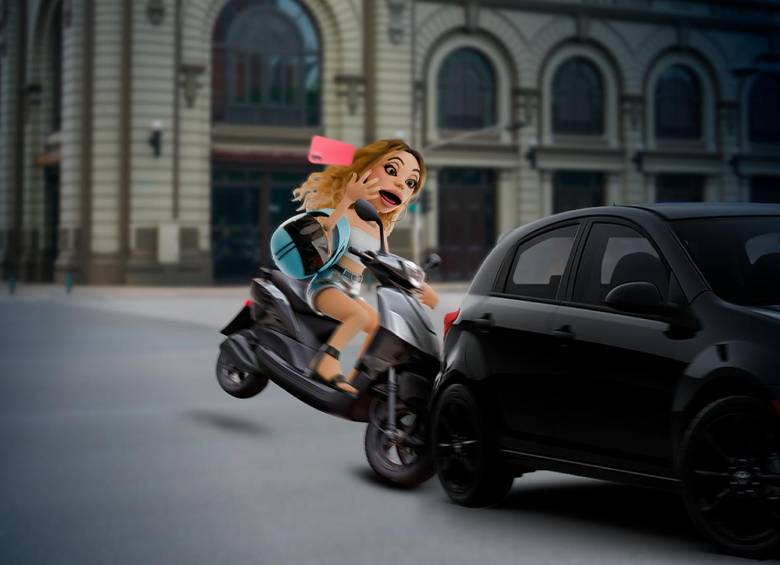 María Imprudencia, personaje que representa las faltas viales de Medellín como hablar por celular mientras maneja.