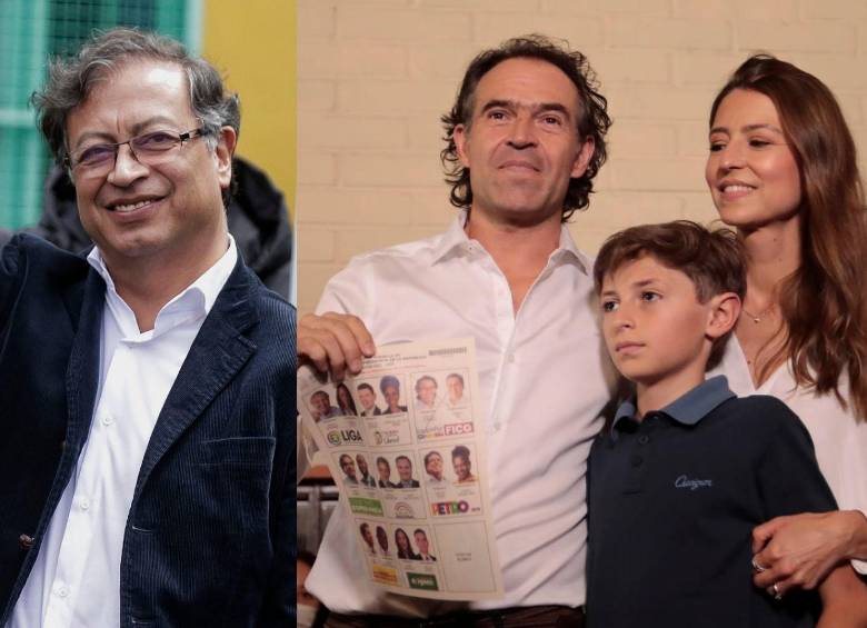 Gustavo Petro votó en una escuela de Bogotá y Federico Gutiérrez lo hizo en un colegio de Medellín. FOTOS: COLPRENSA Y CARLOS VELÁSQUEZ