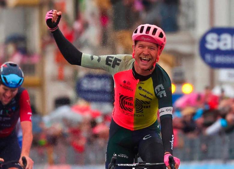 La celebración del danés Magnus Cort en la etapa 10 del Giro. FOTO AFP