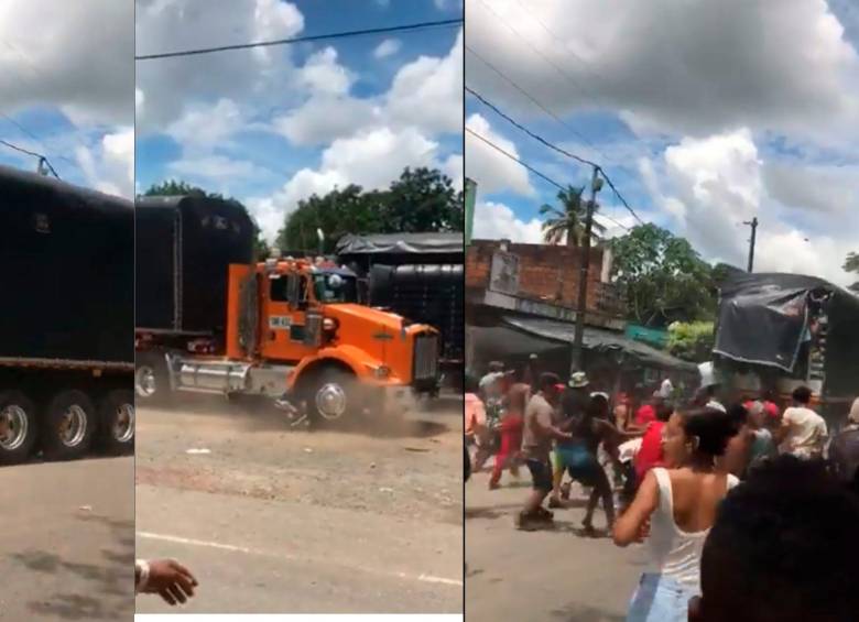 1.200 transportadores están represados a causa del bloque en Cáceres. FOTOS CAPTURAS DE PANTALLA