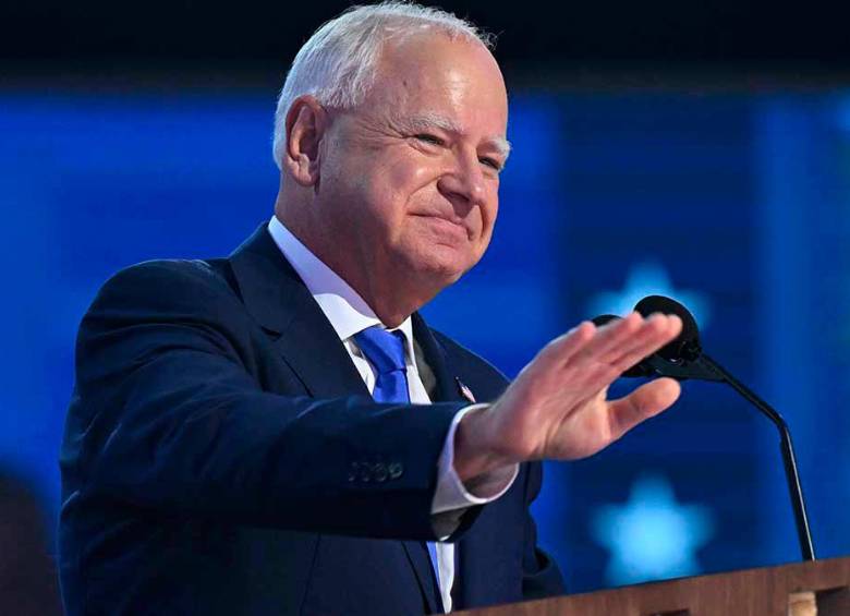 Su discurso destacó temas de libertad y justicia social, hablando de su familia y su pasado, Walz deja claro que es un gran orador. FOTO: AFP