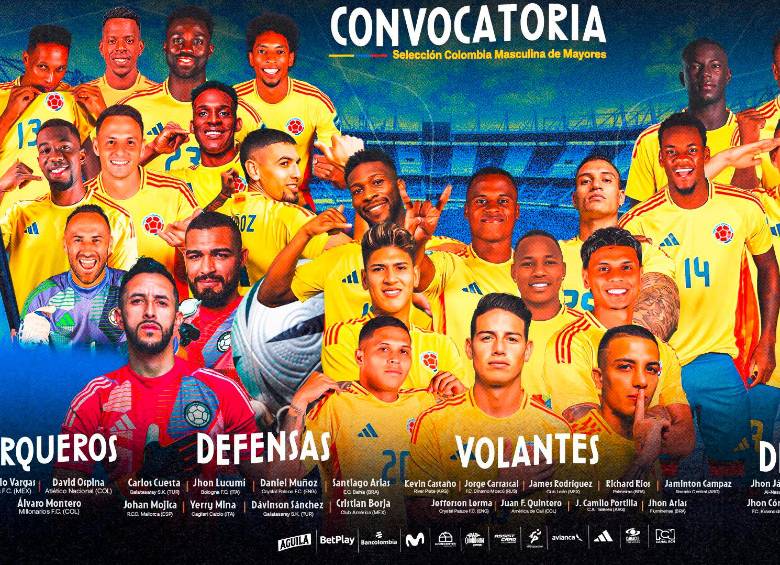 Esta es la imagen con la que la Federación compartió los convocados para los partidos frente a Brasil y Paraguay. FOTO FCF