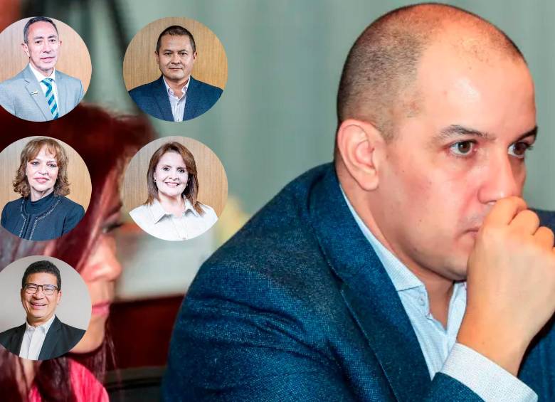 En la foto, los miembros de junta que apoyaron la llegada de Jorge Carrillo a la presidencia de ISA. De izquierda a derecha: Ricardo Roa y David Riaño (arriba); Fabiola Leal y Lucía Díaz (medio); y Luis Ferney Moreno (abajo). FOTO EL COLOMBIANO Y CORTESÍA