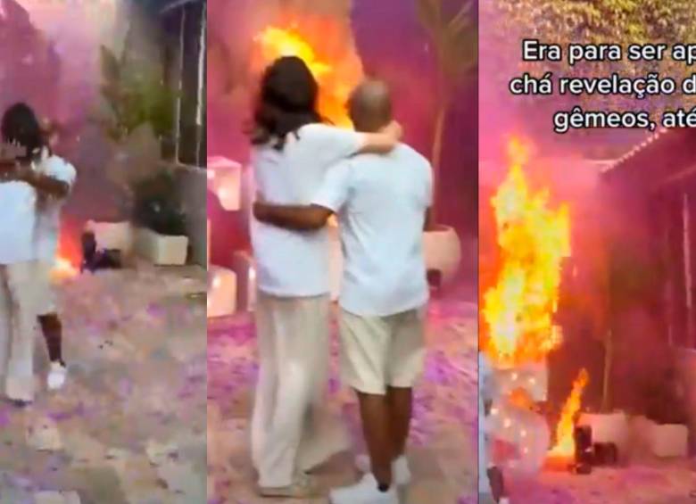 El incendio fue controlado y la pareja al final sí supo que tendrá mellizas. FOTOS CAPTURA DE PANTALLA 