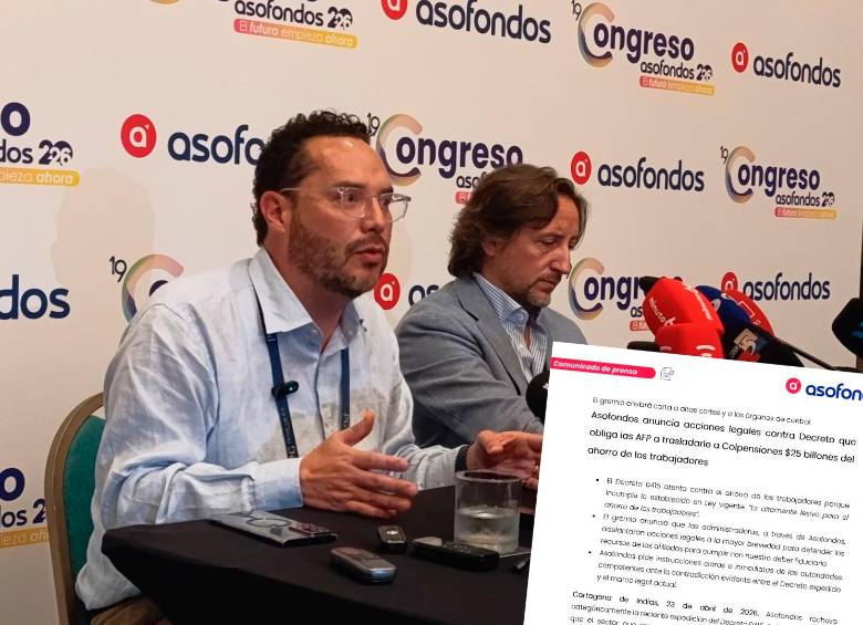 Andrés Velasco, presidente de Asofondos, anunció que el gremio no escatimará esfuerzos legales para proteger los recursos de los trabajadores frente al decreto que ordena el traslado de capital. FOTO CORTESÍA ASOFONDOS