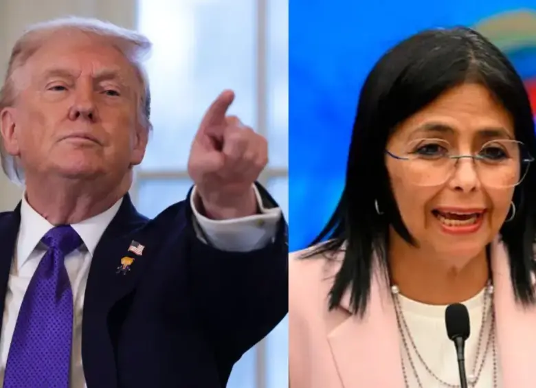 Donald Trump y Delcy Rodríguez. Fotos: Getty