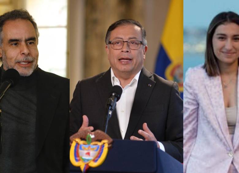 El presidente, Gustavo Petro, la jefa de gabinete, Laura Sarabia, y el embajador en Venezuela, Armando Benedetti. FOTOS: COLPRENSA, PRESIDENCIA Y TWIITER @laurisarabia