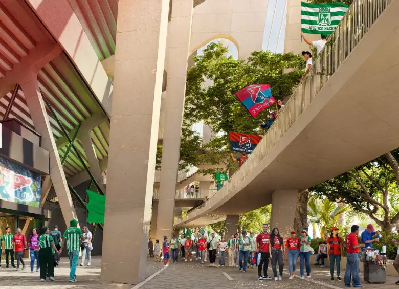 Render de cómo quedaría el estadio Aranasio Girardot en sus al rededores. IMAGEN: ALCALDÍA DE MEDELLÍN.