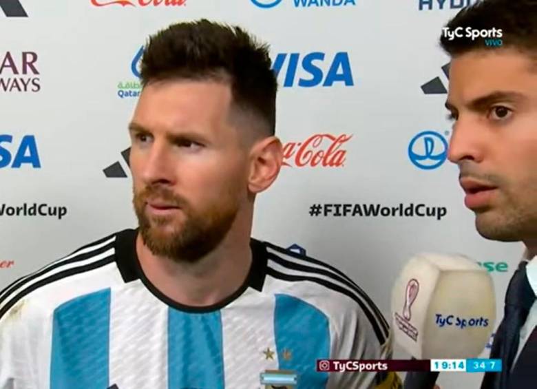 Lionel Messi, en la zona mixta, después del partido entre Argentina y Países Bajos. En ese momento lanzó la famosa frase. FOTO: CAPTURA DE PANTALLA