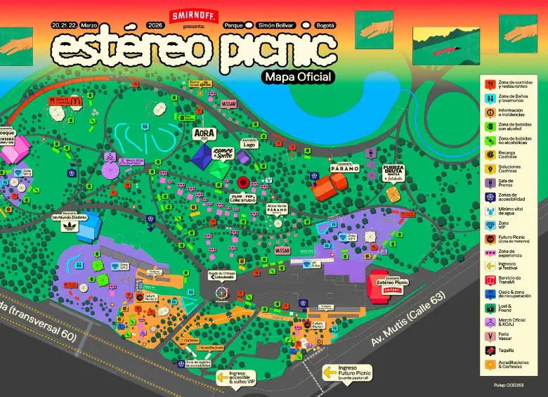 Mapa del Festival Estéreo Picnic. 